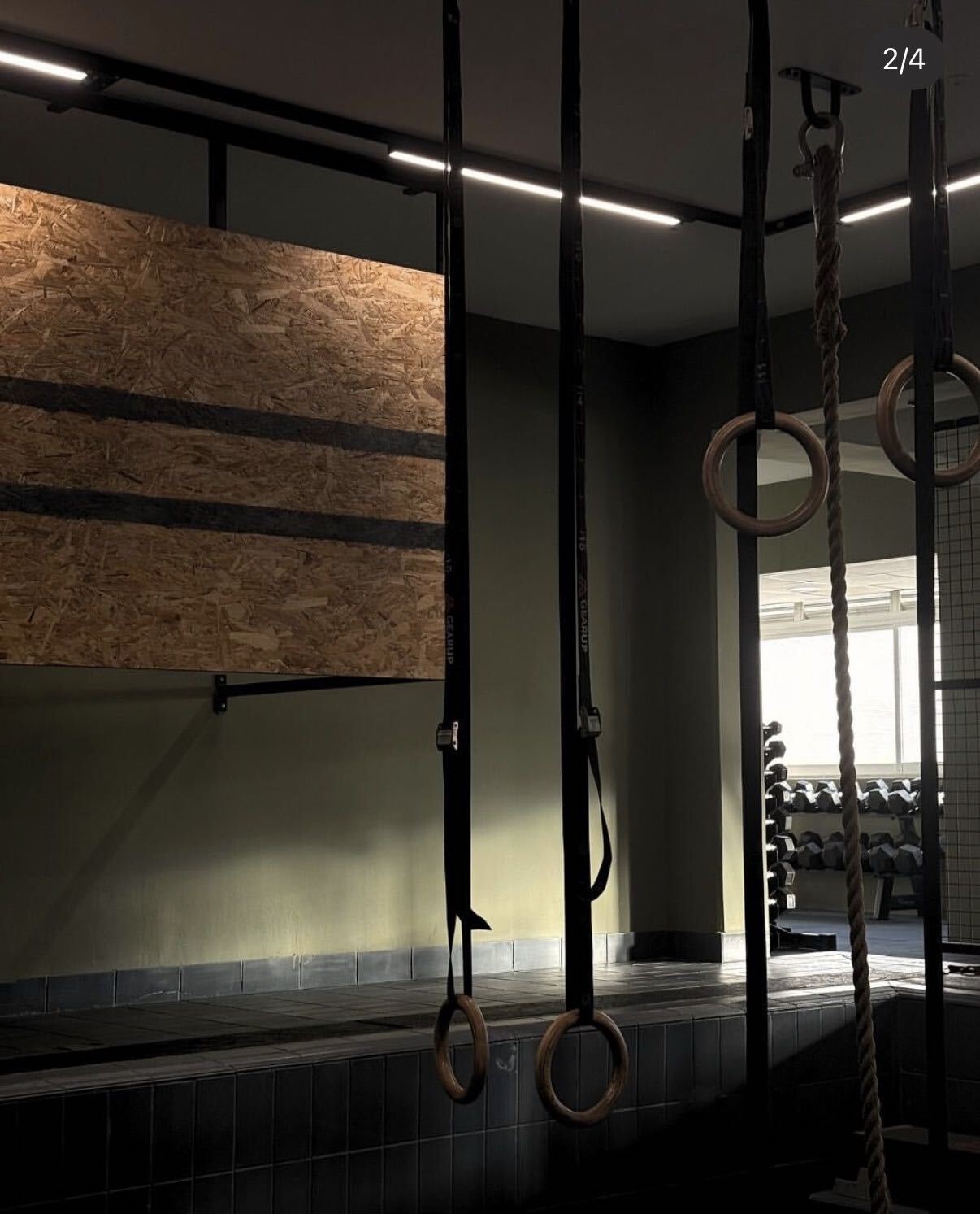 Gymnastic rings, ropes and straps on the rig inside FIIT Paphos Training Room